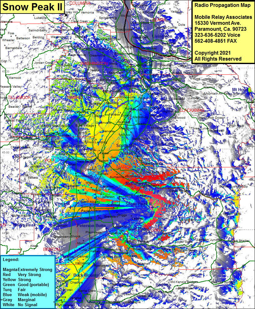 heat map radio coverage Snow Peak II
